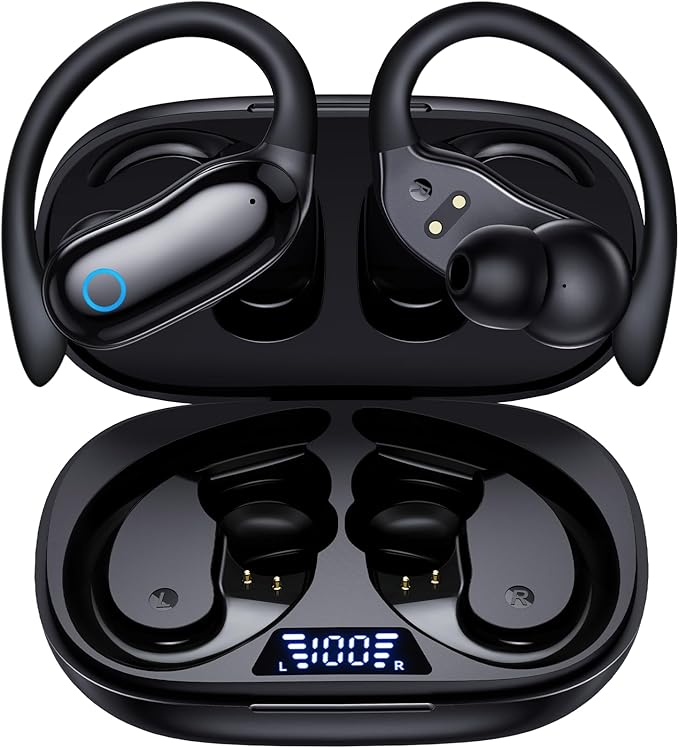 GNMN Active Noise Cancelling Ear Buds Wireless Earbuds 96hrs Playback Bluetooth Headphones Dual Battery Display Stereo Bas...