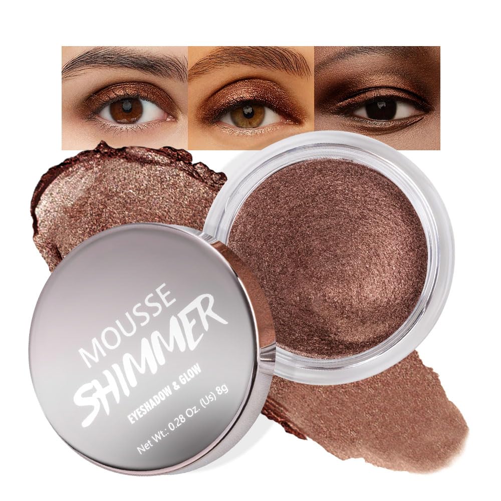 Dark Brown Mousse Single Eyeshadow Palette -Neutral Matte & Shimmer Eyeshadow,Mini Cream Glitter Eye shadow,Long Lasting Highly