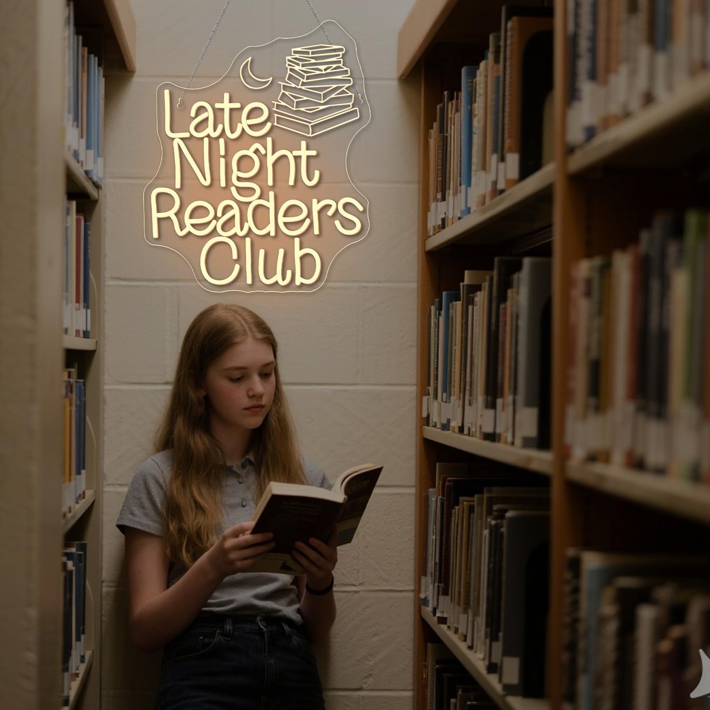 Nosun Late Night Readers Club Neon Sign Reader Club Neon Light Led Hanging Read Room Sign Library Welcome Door Neon Sign Pink Night Light Gift For Book Enthusiast Reading Enthusiasts