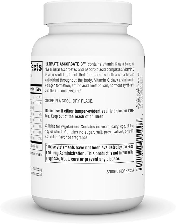 Source Naturals Ultimate Ascorbate C Powder - Vitamin C - Supports Immune System* - 1000 mg, 4 oz