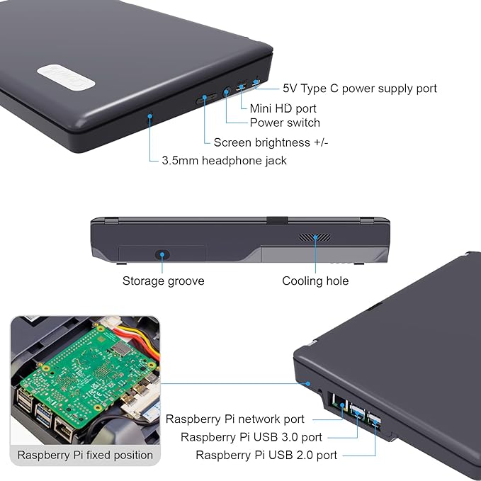 ELECROW CrowPi 2 All-in-one Kit Compatible for Raspberry Pi 4/5 Laptop, Without RPi 5 Board, Learning Programming Sensor Kit with 11.6 Inch IPS Screen for Professional Kids Adult (Basic Kit)