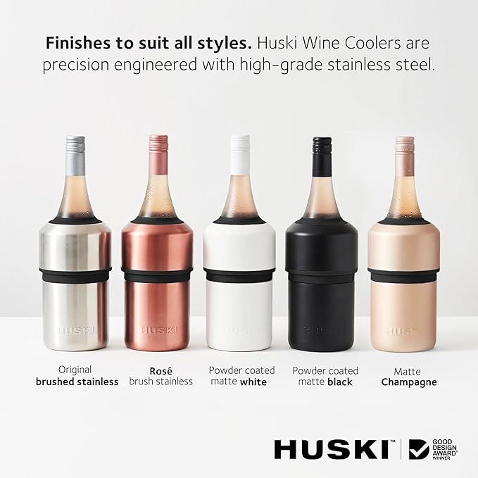 Huski Wine Chiller | Award Winning Iceless Design | Keeps Wine Cold up to 6 Hours | Next Generation Ice Bucket | Fits Some Champagne Bottles | for Wine Lovers (Pink)