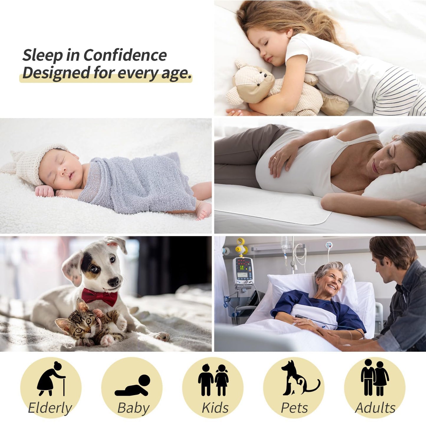 CoolShields Waterproof Bed Pads Incontinence 34'' x 52'' (3 Pack) Washable Reusable Bedwetting Mattress Protector Pad for Kids, Adults, Elderly, and Pets