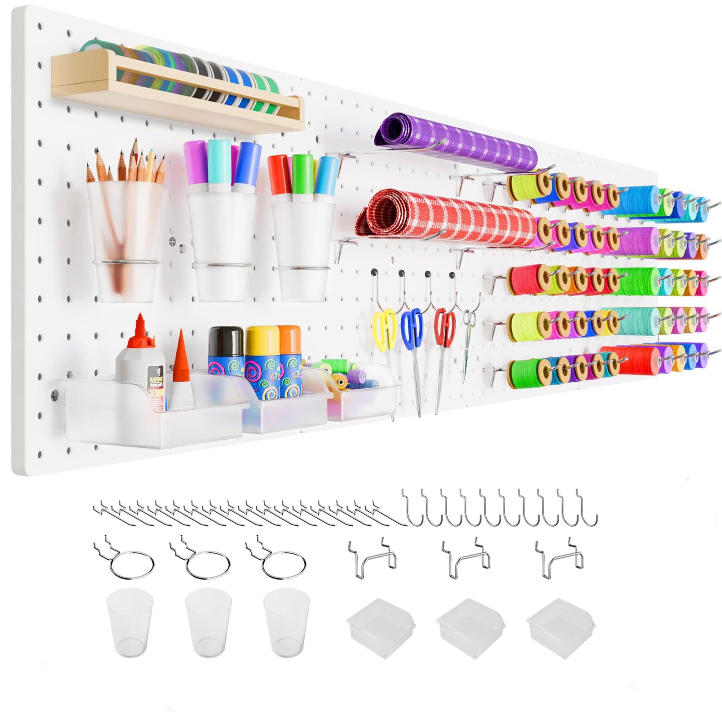 FZK Peg Board Kit, 36pcs - Includes 4 White Pegboards & Accessories, Plastic Pegboard Wall Organizer for Office & Craft Room