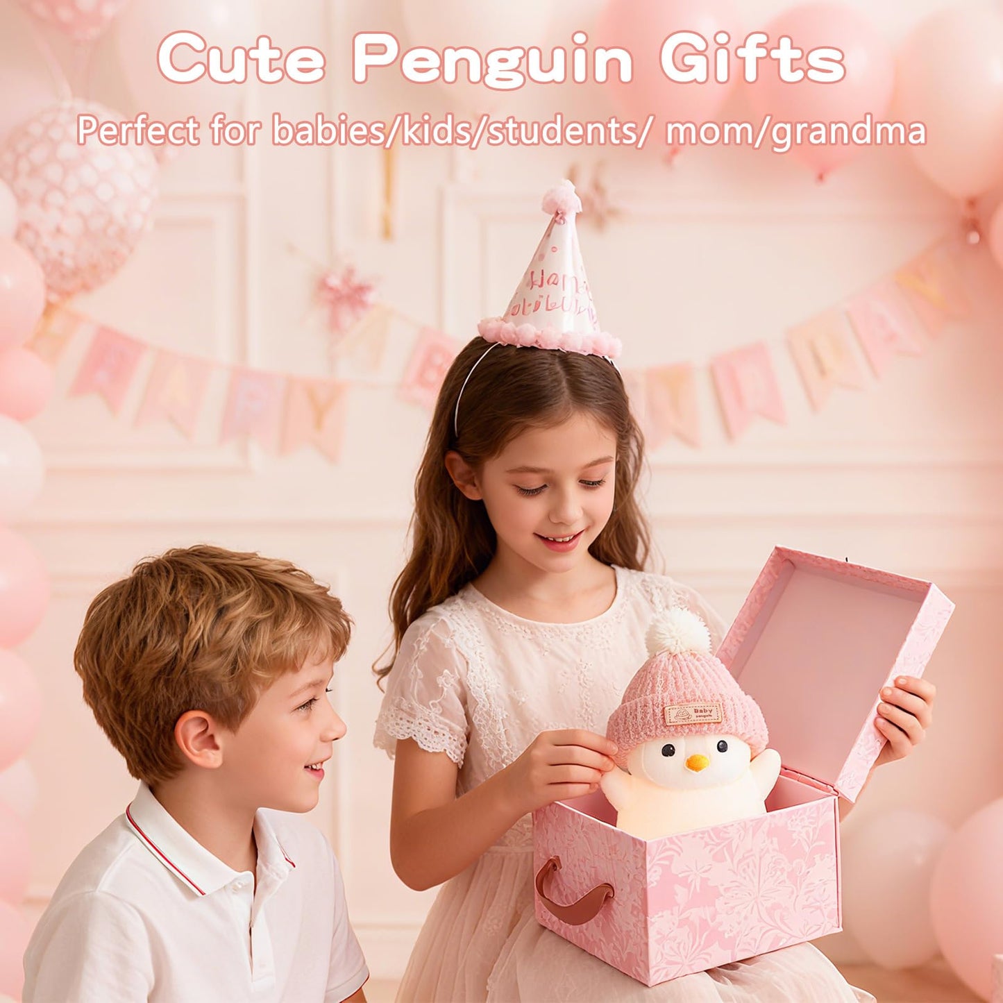 Famiduo Penguin Night Light  Cute Pink Penguin Lamp With Knit Hat  Soft Silicone Nursery Nightlight For Baby  Rechargeable/Dimmable/Timer Led Squishy Novelty Animal Bedside Lamp Funny Gifts For Kids