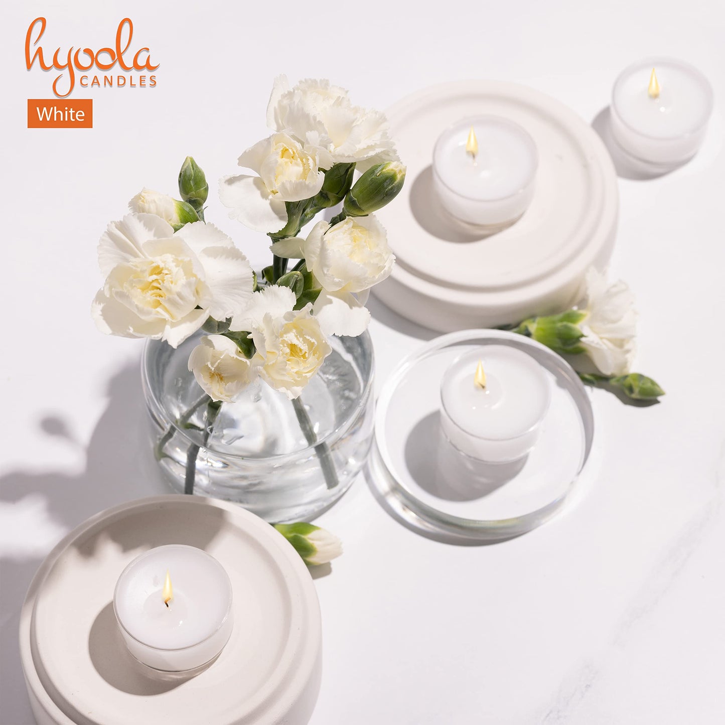 Hyoola Scented Tealight Candles - 15 Pack - Clear Cup - White - 6 Hour Burn Time - 1.9 Inch - Model H10206