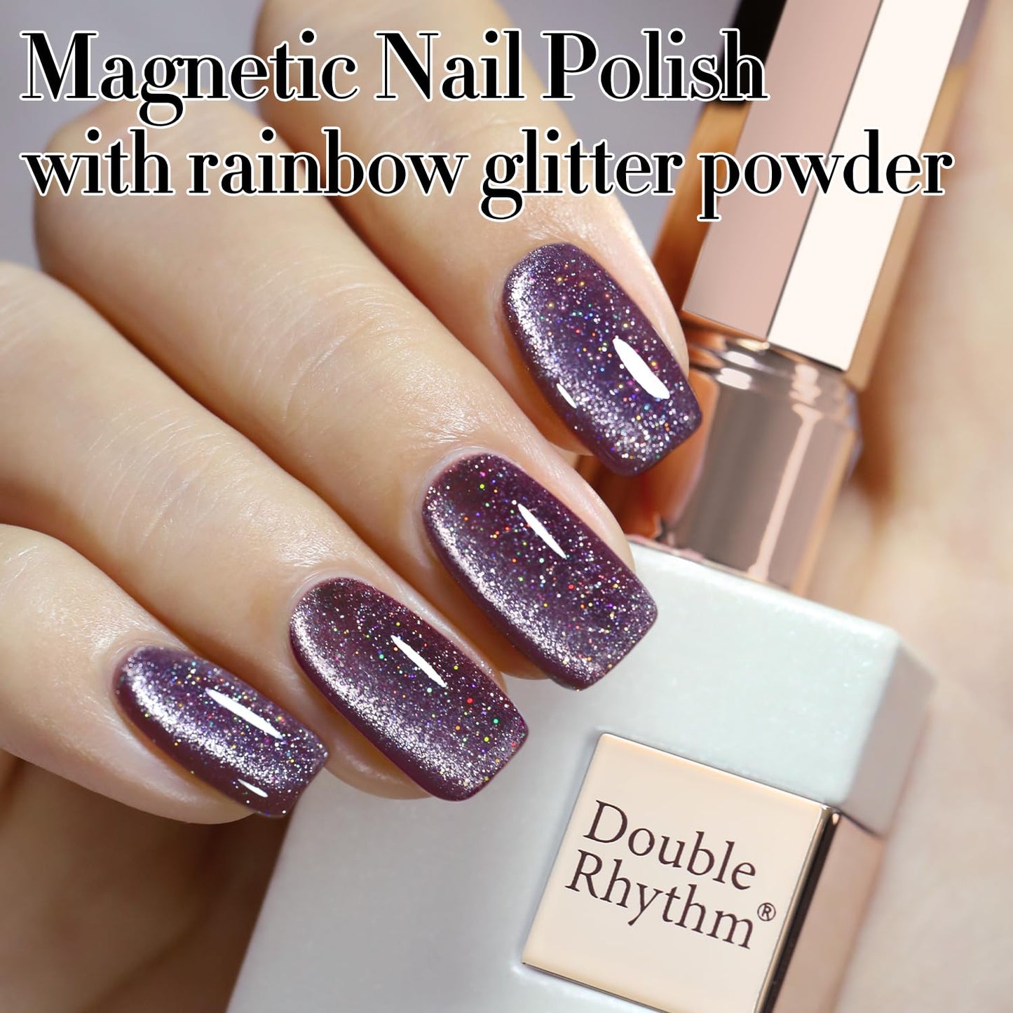 Double Rhythm 0.5 OZ Cat Eye Gel Polish with Magnet 15ML Holographic Glitter Shimmer Translucent Jelly Color Magnetic Nail Polis