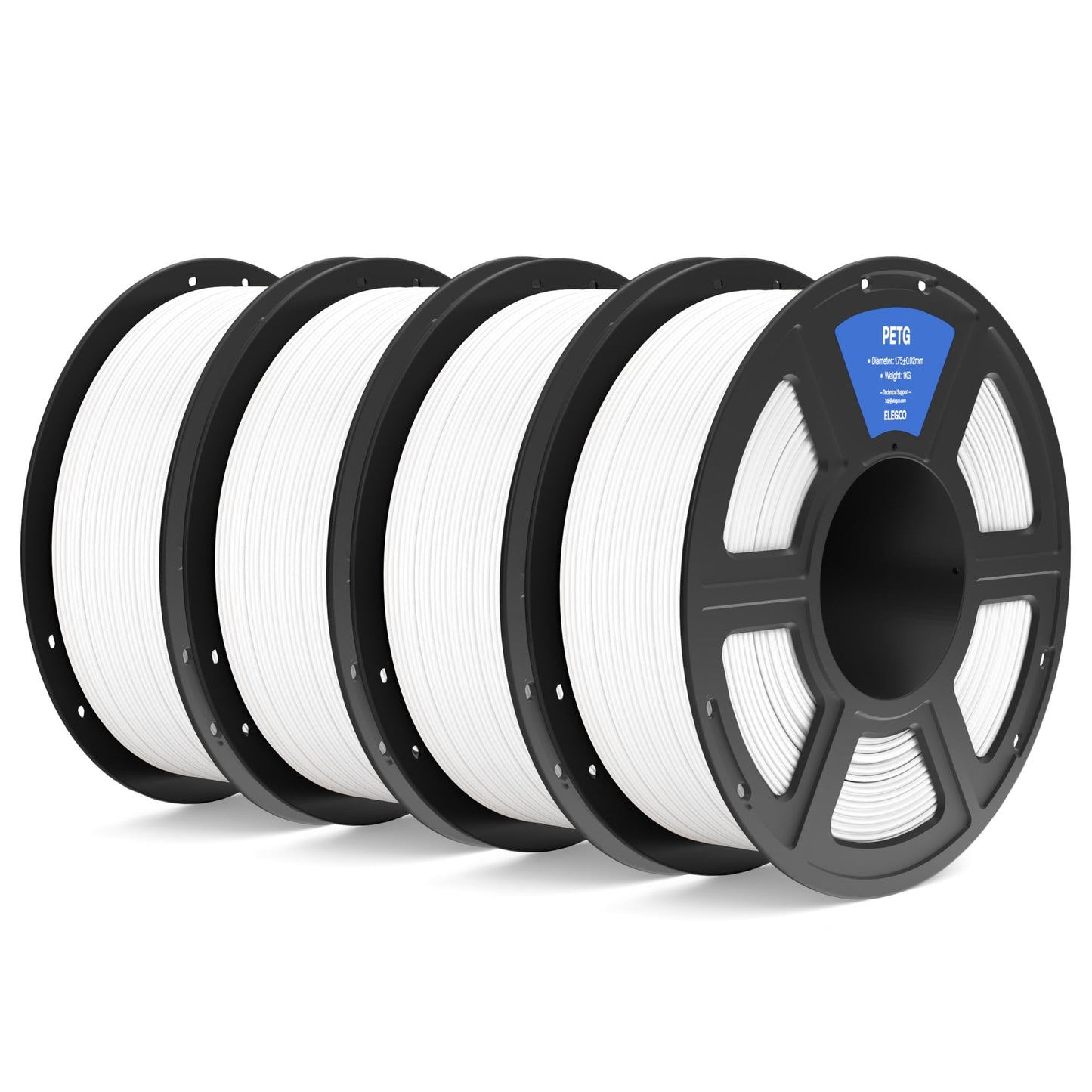 ELEGOO PETG Filament 1.75mm White 4KG, 3D Printer Filament Dimensional Accuracy +/- 0.02 mm, 4pcs 1kg Spool(2.2lbs) Fits for Mos