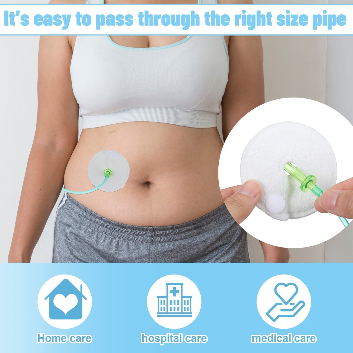 Tondiamo 28 Packs g Tube Button Covers Feeding Tube Pads Supplies Soft Abdominal Feeding Cotton Pads Covers Accessories for Nursing Care 3 Inch(White)