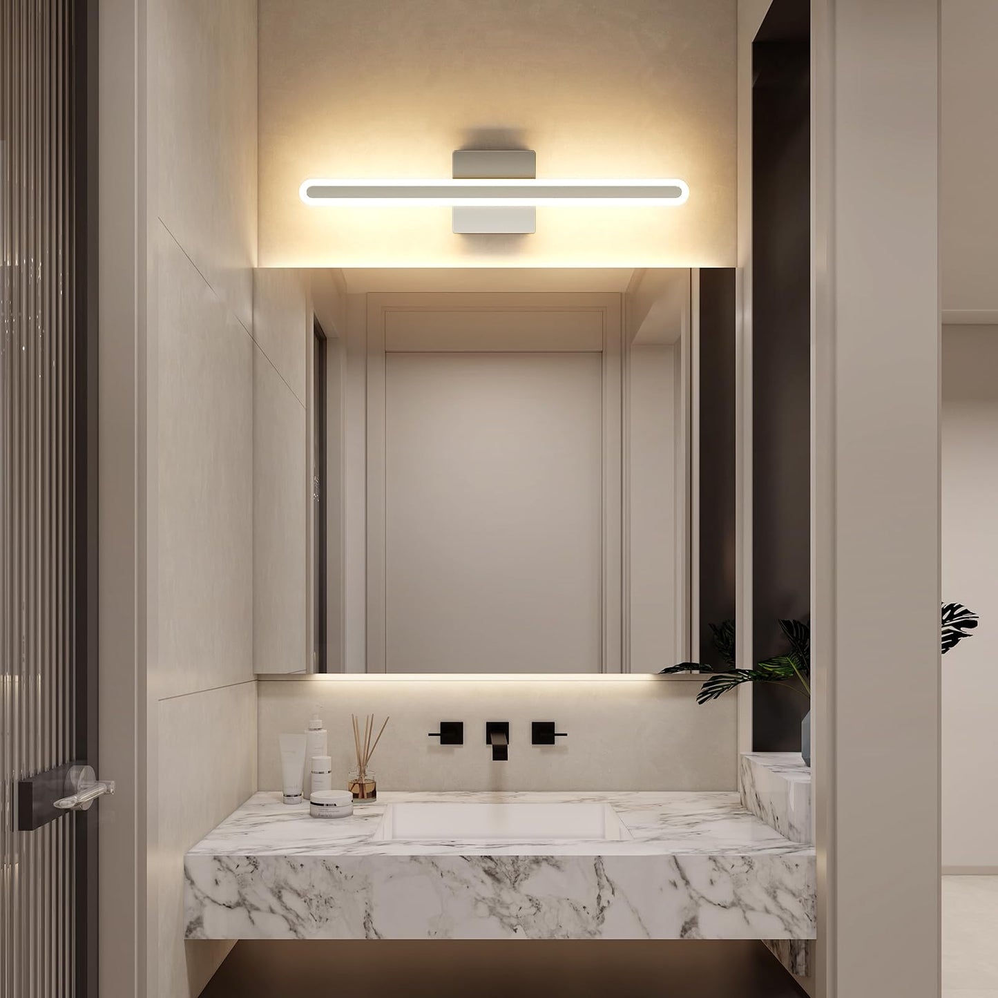 Joosenhouse Brushed Nickel Vanity Lights For Bathroom  5Cct Dimmable Vanity Light Bar  Above Mirror Makeup Mirror Light  Modern Bathroom Lighting Fixtures 23.6 Inch 20W