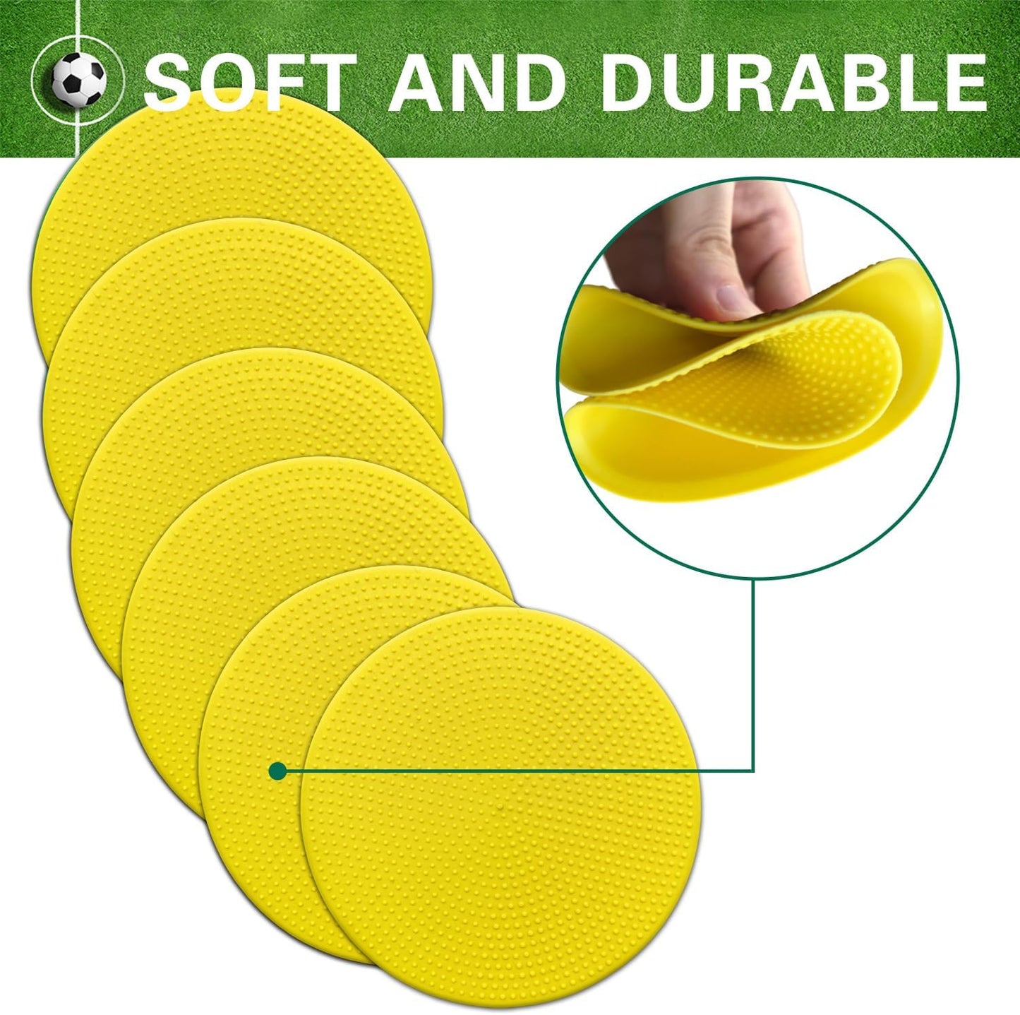 Poly Spot Markers 10 inch 12 Pcs Non-Slip Rubber Agility Training Markers Floor Dots Flat Field Cones for Football, Soccer, Basketball, School Exercise Drills, Dance Practice