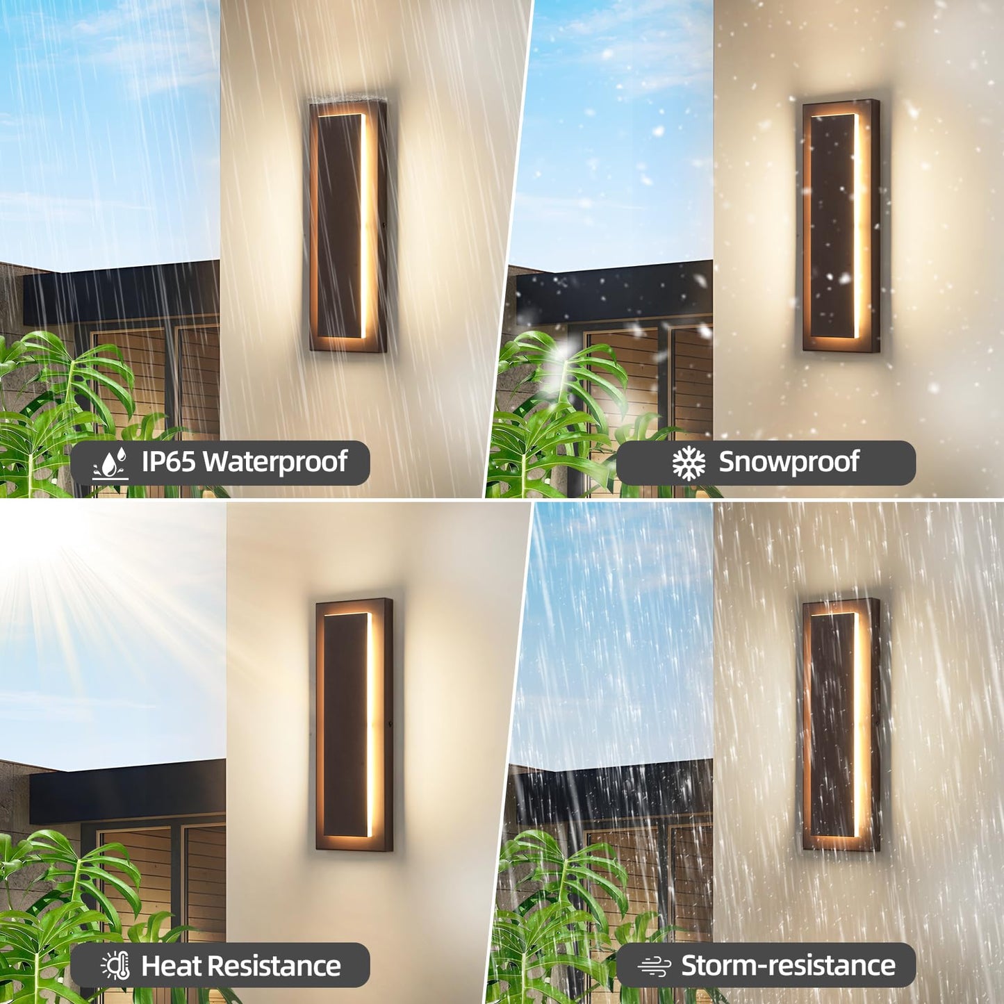 Zsmaiku 15.7 Modern Exterior Outdoor Wall Light Led Porch Front Door Lights Outdoor Wall Sconce Brown Exterior Light Fixture Long Brown Outside Sconces Wall Lighting Indoor 3000K 12W 2 Pcs