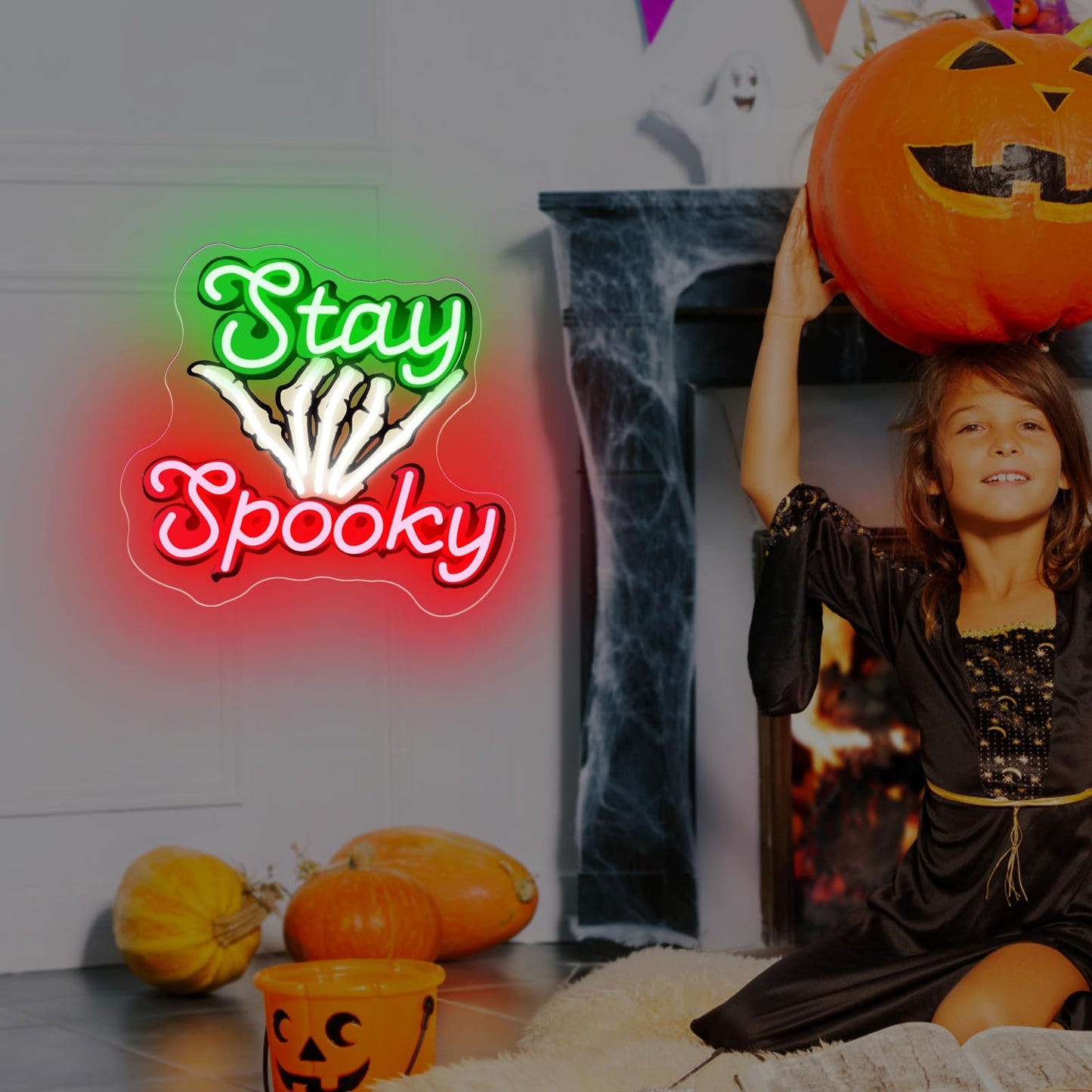 Stay Spooky Neon Sign  Custom Halloween Led Light  Gothic Decor For Halloween Party Ghost Halloween  Personalized Gift  13.8X13