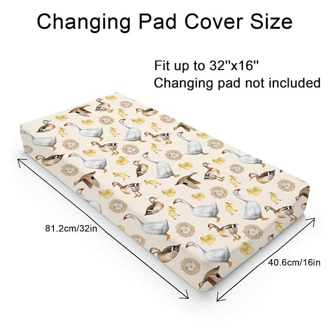 Watercolor Farm Ducks Eggs Baby Changing Pad Covers Wild Ducks Diaper Changing Table Sheets for Boy Girl Farm Animal Life Ultra Soft Breathable Stretchy Fitted Baby Changing Pad Table Mats 32''x16''