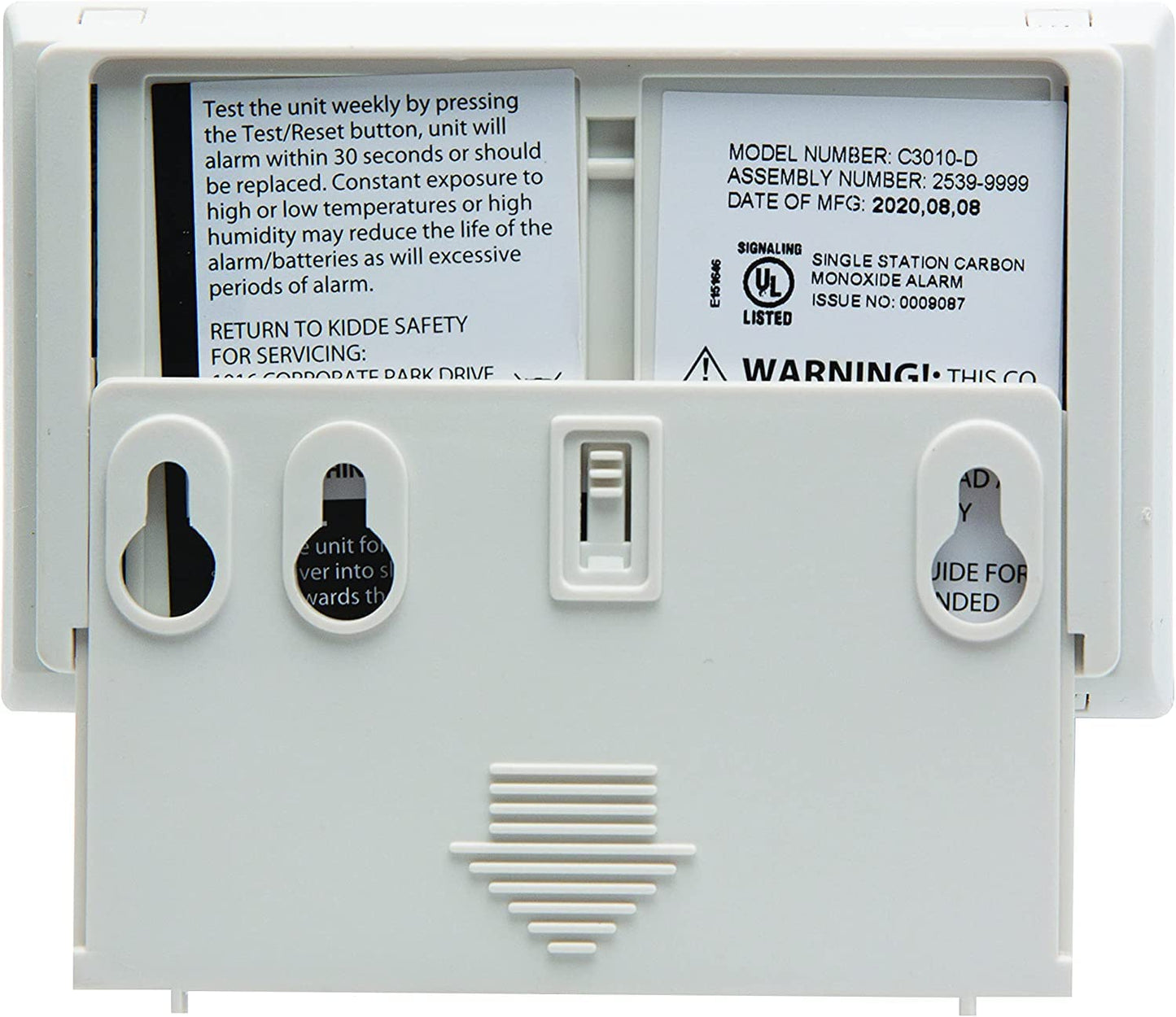Kidde Carbon Monoxide Detector with 10-Year Battery, Digital Display, 3 LEDs, Replacement Indicator, Peak Level Memory, 2 Pack