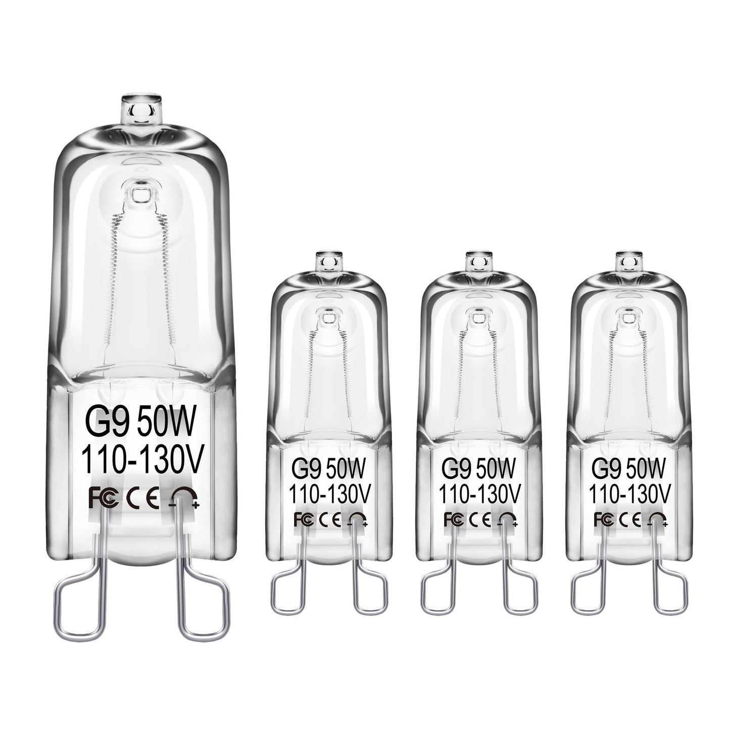 Flaspar G9 Halogen Light Bulbs, 50W Warm White, 4 Pack, Dimmable, Glass-Aluminum Oxide For Reptile Heat And Under Cabinet Lighting