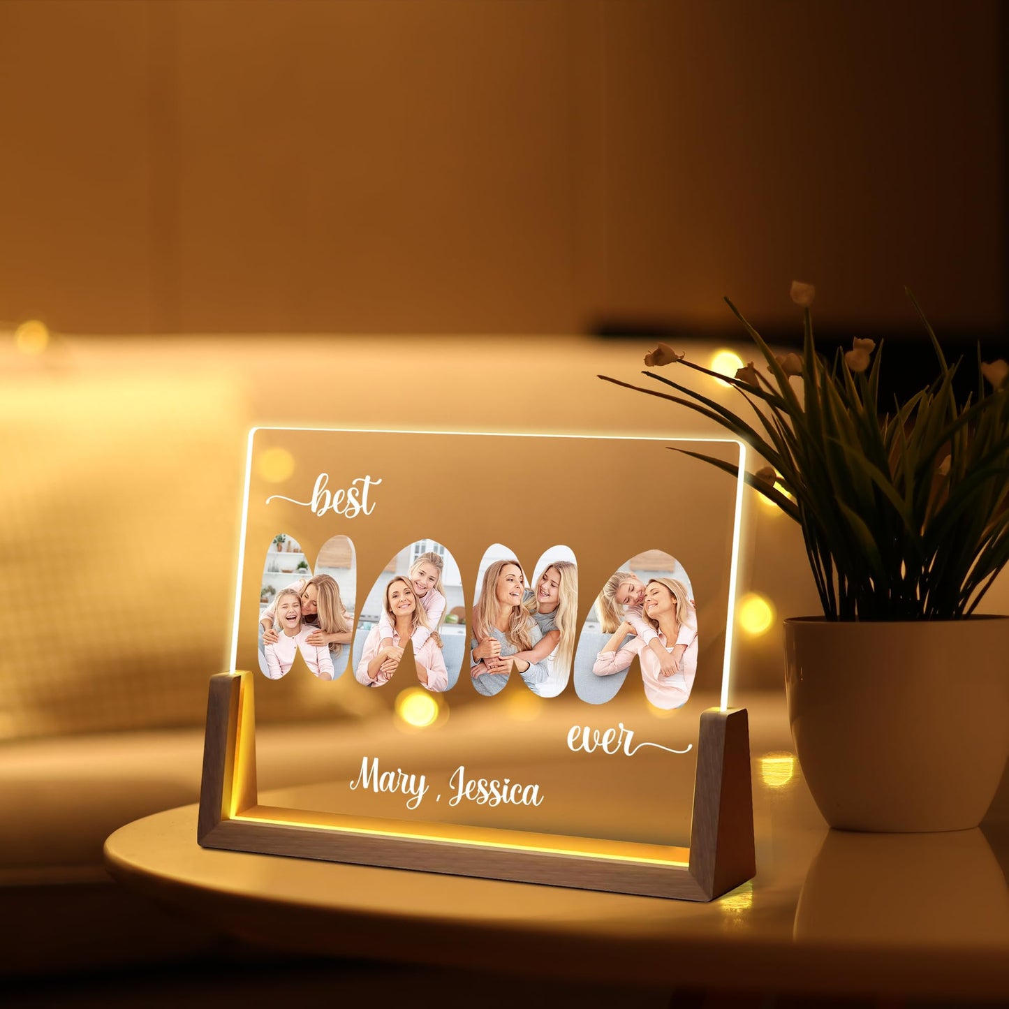 Maiwell Personalized Mothers Day Birthday Gifts For Grandma From Granddaughter Grandson Grandkids  Customized Light Up Photo Frame With Picture Name  Custom Best Nana Ever Christmas Gifts For Women