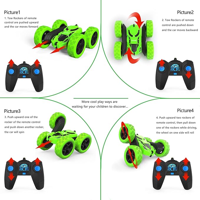 RC Stunt Car for Kids Ages 6–12, Double-Sided Remote Control Car with LED Lights, 4WD Electric Toy Vehicle, USB Rechargeable, Perfect Birthday, Holiday for Boys & Girls