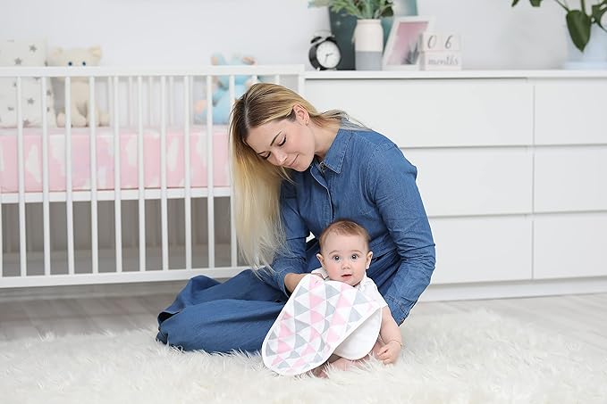 BaeBae Goods Burp Cloths for Baby Girl - Ultra Absorbent Burping Rags - Anti Shrink Unisex Burpy Clothes - Super Soft Jersey Cotton, Large 21"x10" - Thick for Newborn Cloth Diapers - 6 Pack