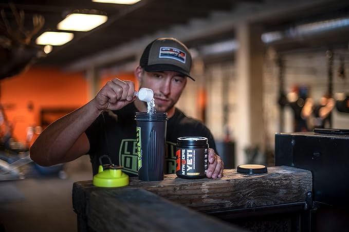 MTN OPS Yeti Pre-Workout Powder Energy Drink with Creatine, 200mg Caffeine & BCAAs with Beta Alanine, 30-Serving Tub, Green Apple