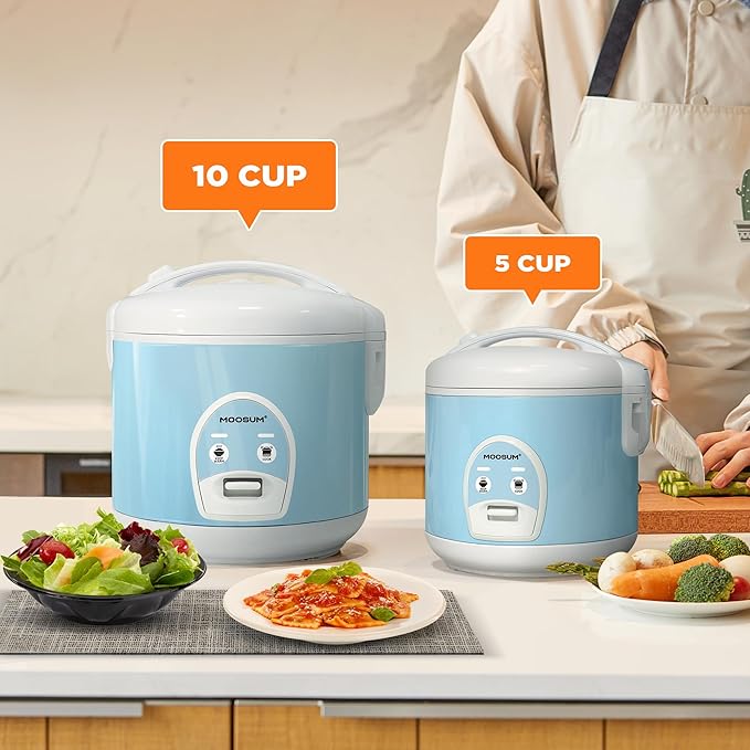 Electric Rice Cooker with One Touch for Asian Japanese Sushi Rice, 10-cup Uncooked/20-cup Cooked, Fast&Convenient Cooker with Steamer, Stainless Steel Housing and Auto Warmer