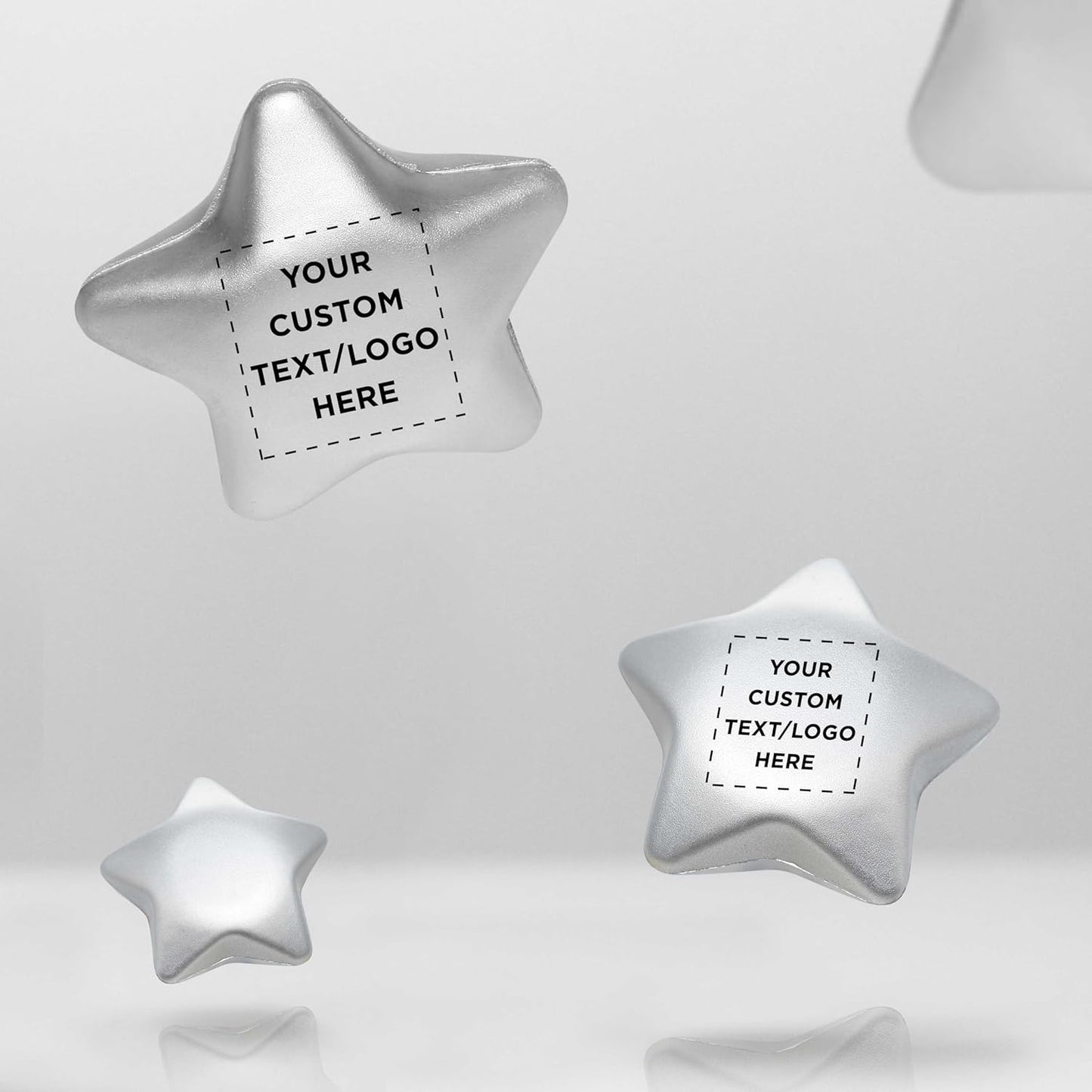 DISCOUNT PROMOS Custom Star Squeeze Balls Set of 50, Pesonalized Bulk Pack - Perfect for Promotional Giveaways - Silver