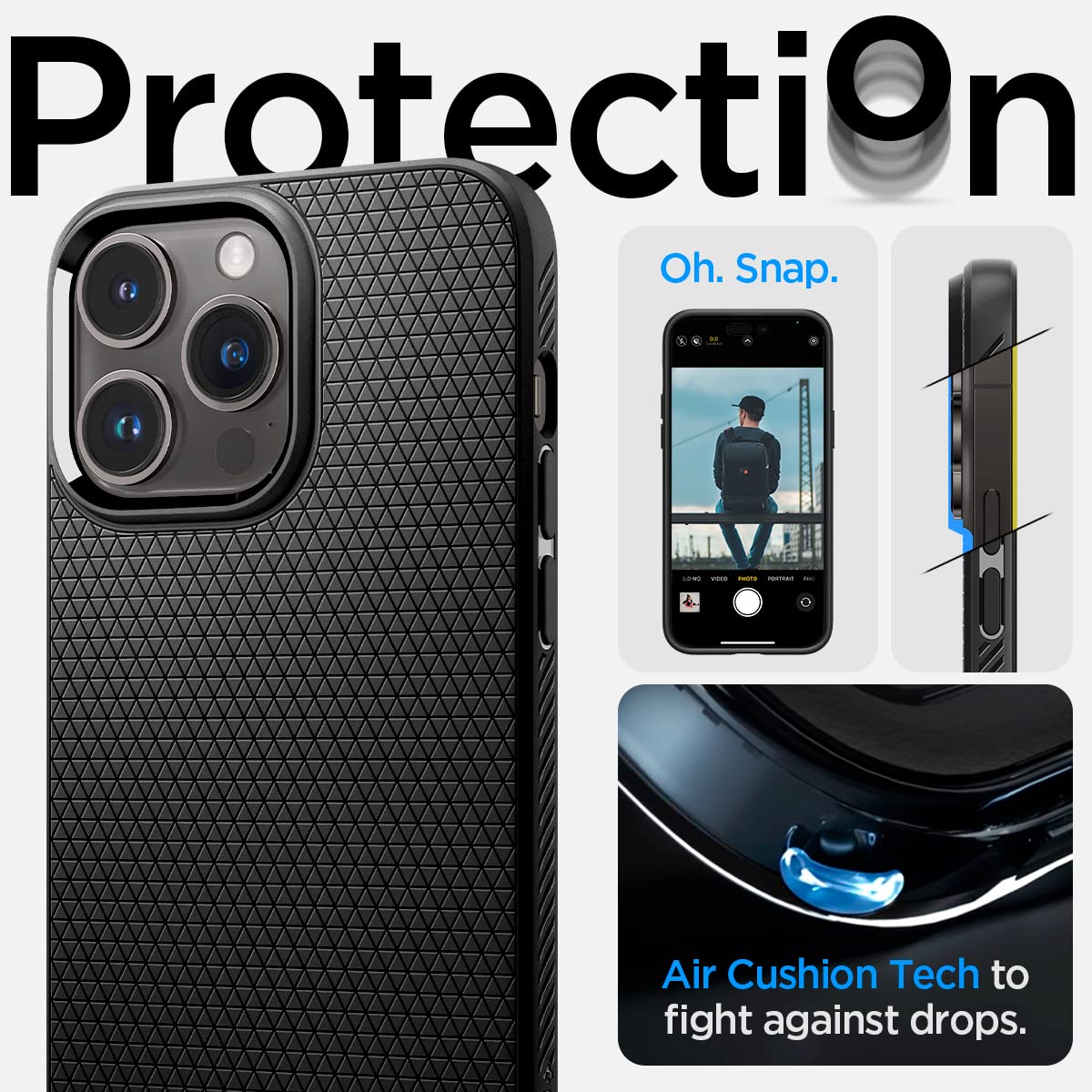 Spigen Liquid Air Designed For Iphone 14 Pro Max Case (2022) [Military-Grade Protection] - Matte Black