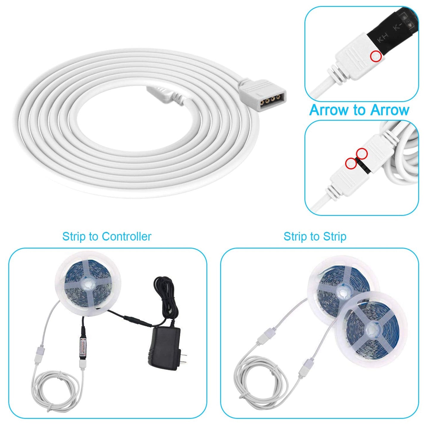 Icreating Led Strip Connectors 4 Pin  Rgb Led Light Connectors Kit Includes 5050 Led Connectors L Shape 4Pin 10Mm Led Light Strip Connectors