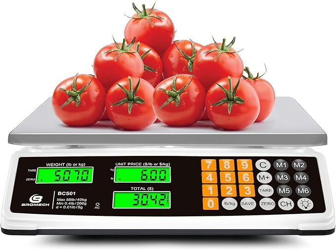 BROMECH Price Computing Scale 88lb/40kg Commercial Food Scale for Produce Meat Weighing, LCD Display and Green Bright Back...