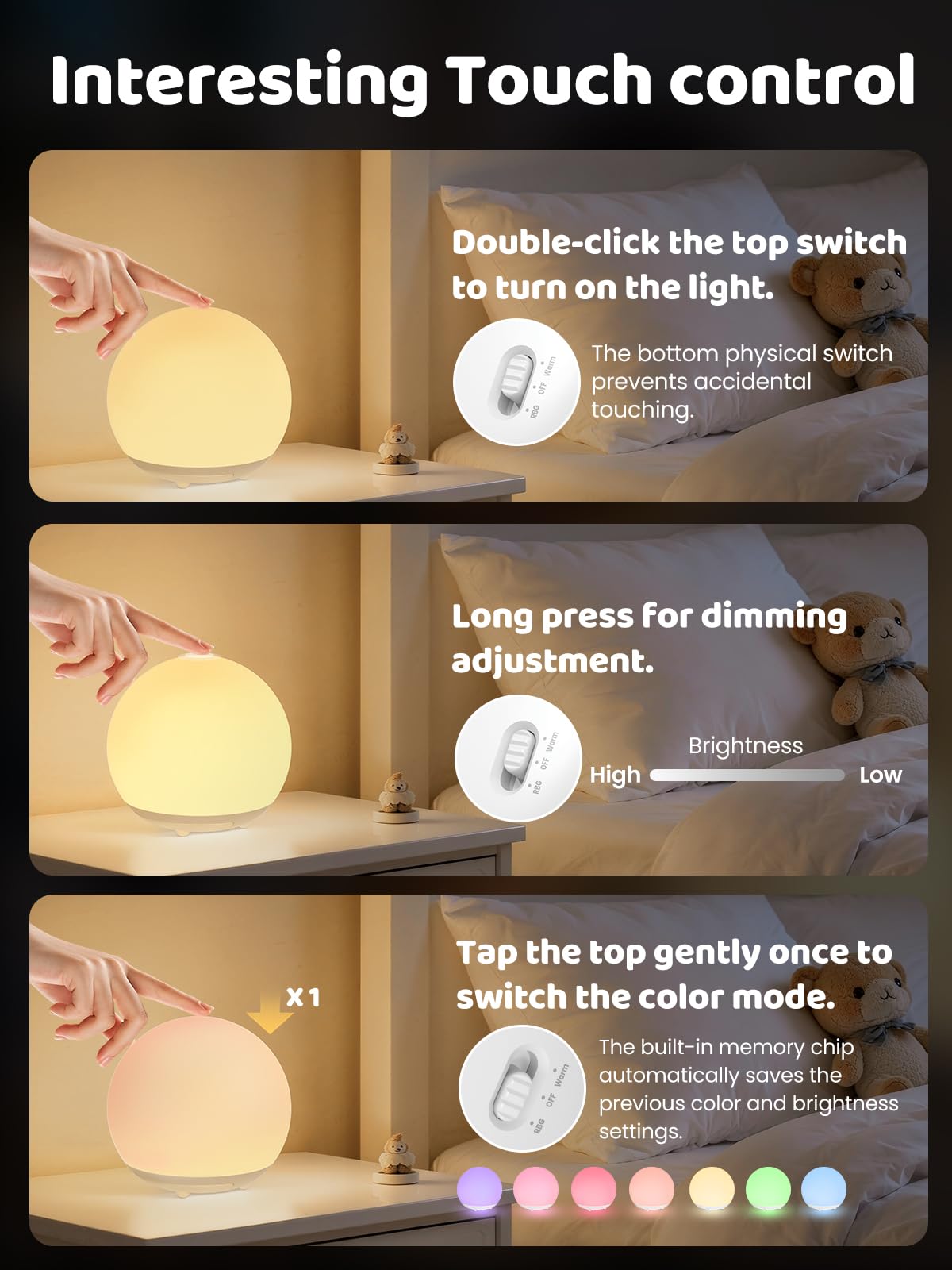 Umixgene Egg Light For Nursery Rechargeable Night Light With 16 Rgb Colors 3000K Warm Light Stepless Dimming  2600Mah Battery  Timer&Safe Silicone Design-Ideal For Bedroom Ambiance  Travel&Gifts
