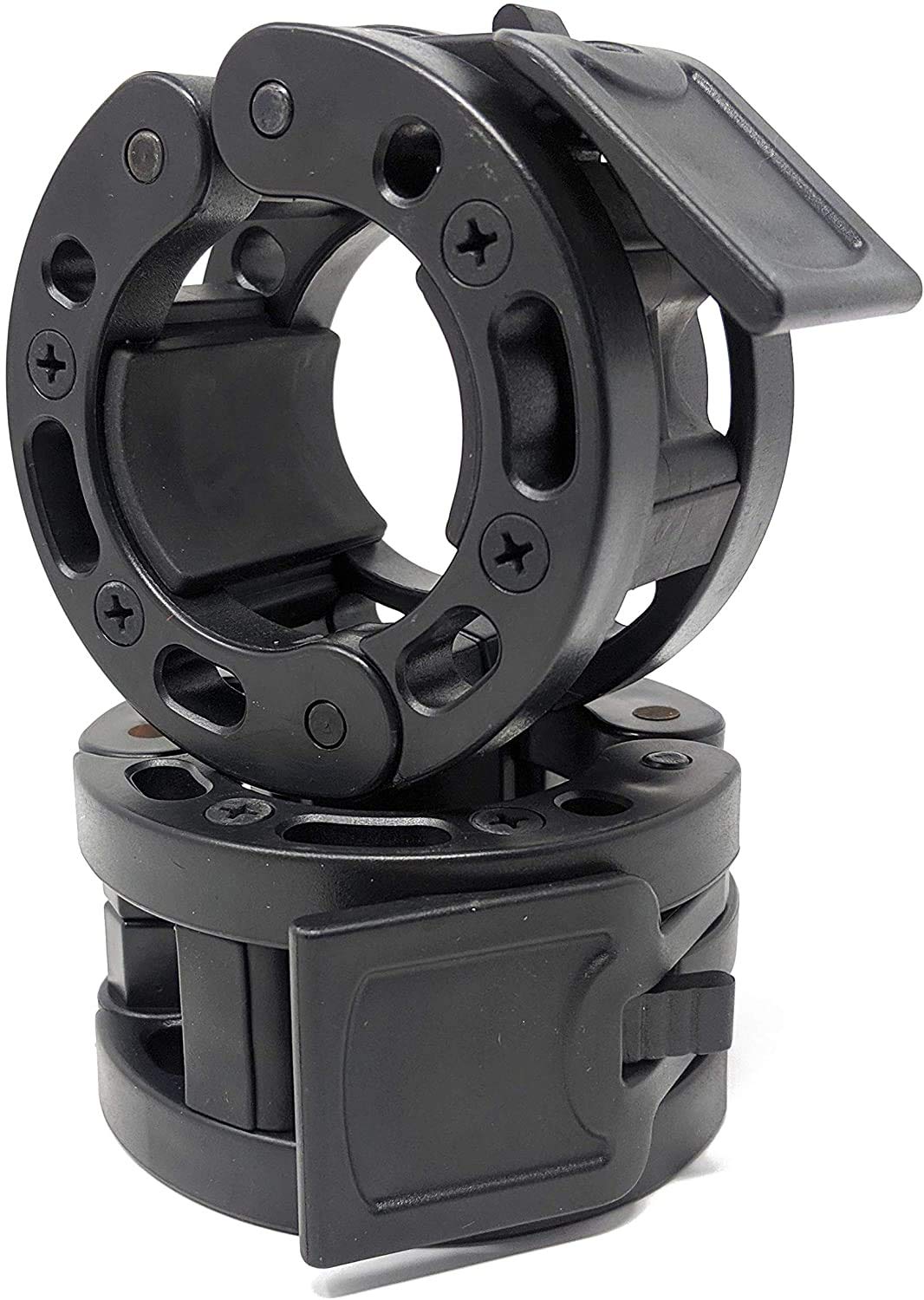 Clout Fitness Quick Release Pair of Locking 2" Olympic Size Barbell Clamp Collar Great for Pro Training (Black Matte)