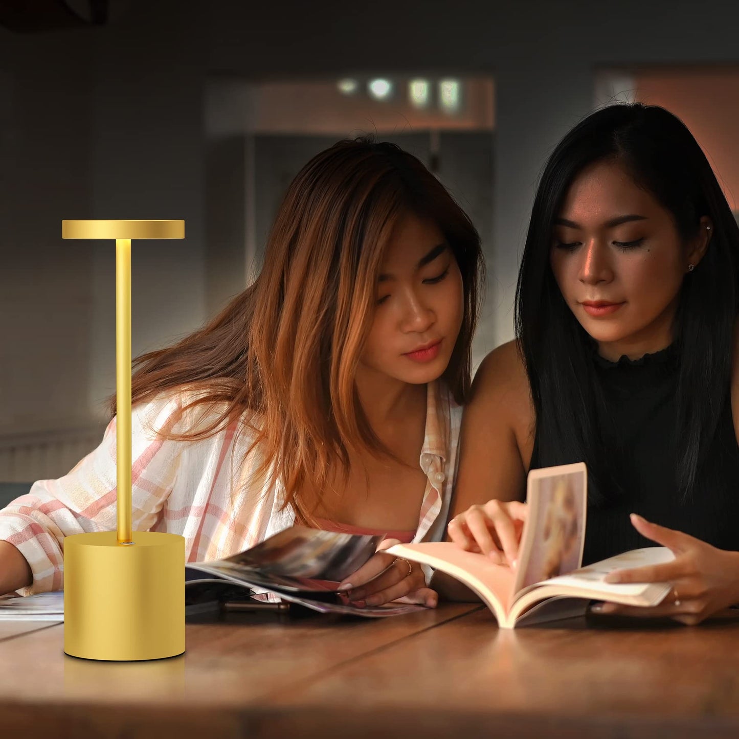 Tbbga Led Cordless Table Lamp - Portable Rechargeable, 2 Level Dimmable, Gold Aluminum, Ideal For Home Office/Outdoor Use