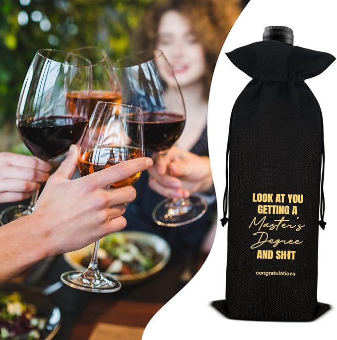 Graduation Wine Bag Funny Masters Degree Wine Gift Bag Graduation Gifts for Masters Graduates University College Grad
