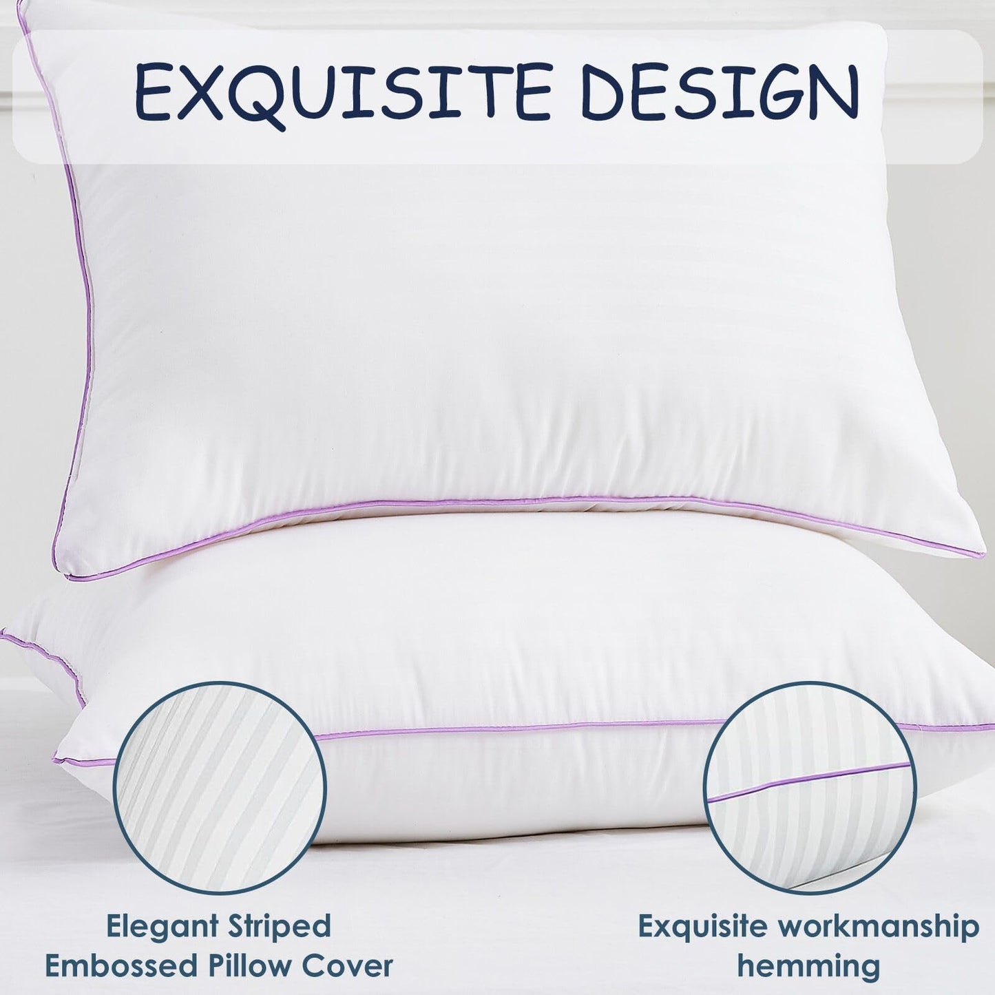 VAINOC Pillows Standard Size Set of 2,Breathable Hotel Collection Bed Pillows for Sleeping Medium Soft Down Alternative Microfiber Filled,20 x 26 Inches
