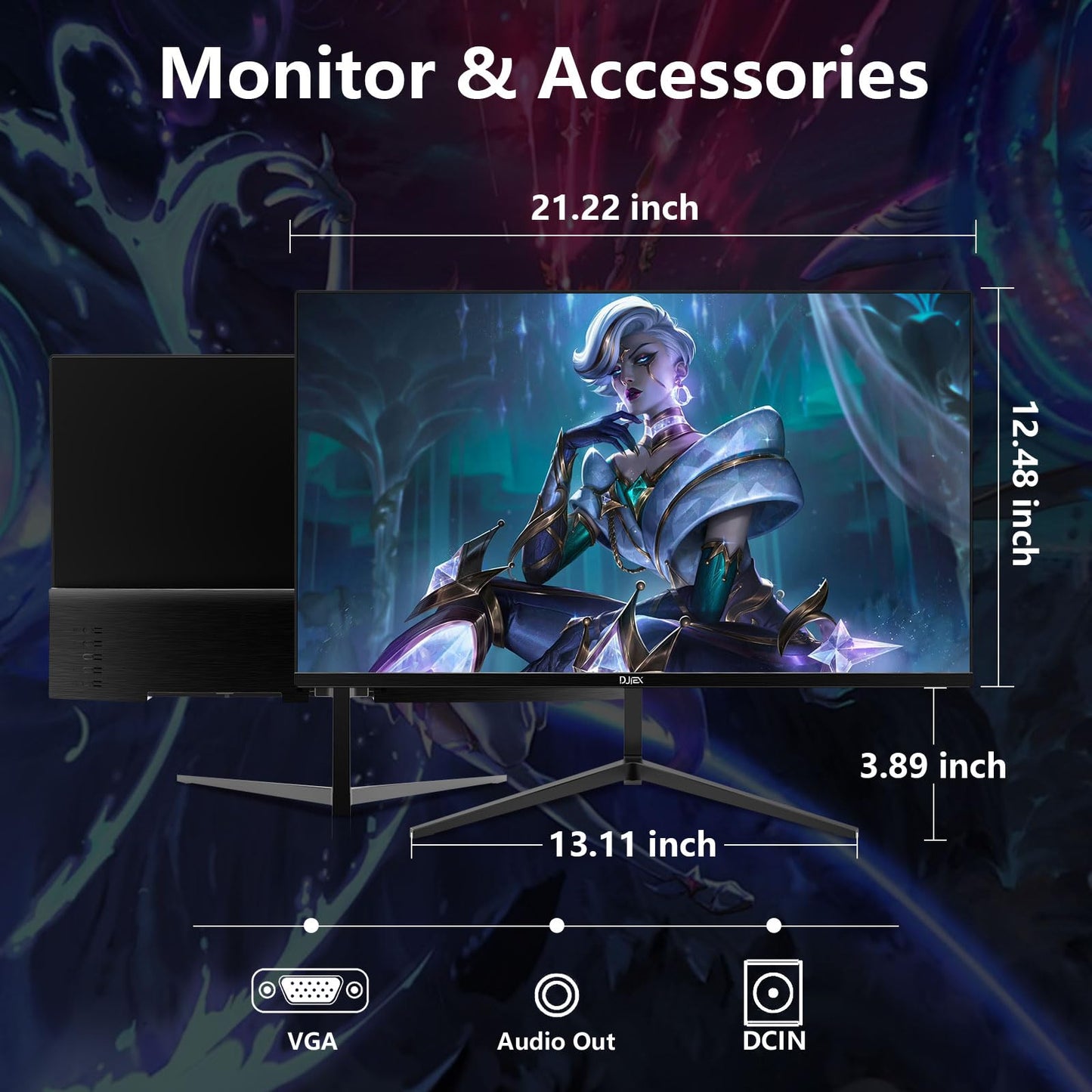 DJiEX 24 inch Gaming Computer Monitor FHD 1920x1080p 75Hz Refresh Rate 16:9 Aspect Ratio Ergonomic Tilt Sync Visual Experience for Work & Play Home Office Support Wall Mount Install（75 * 75mm）