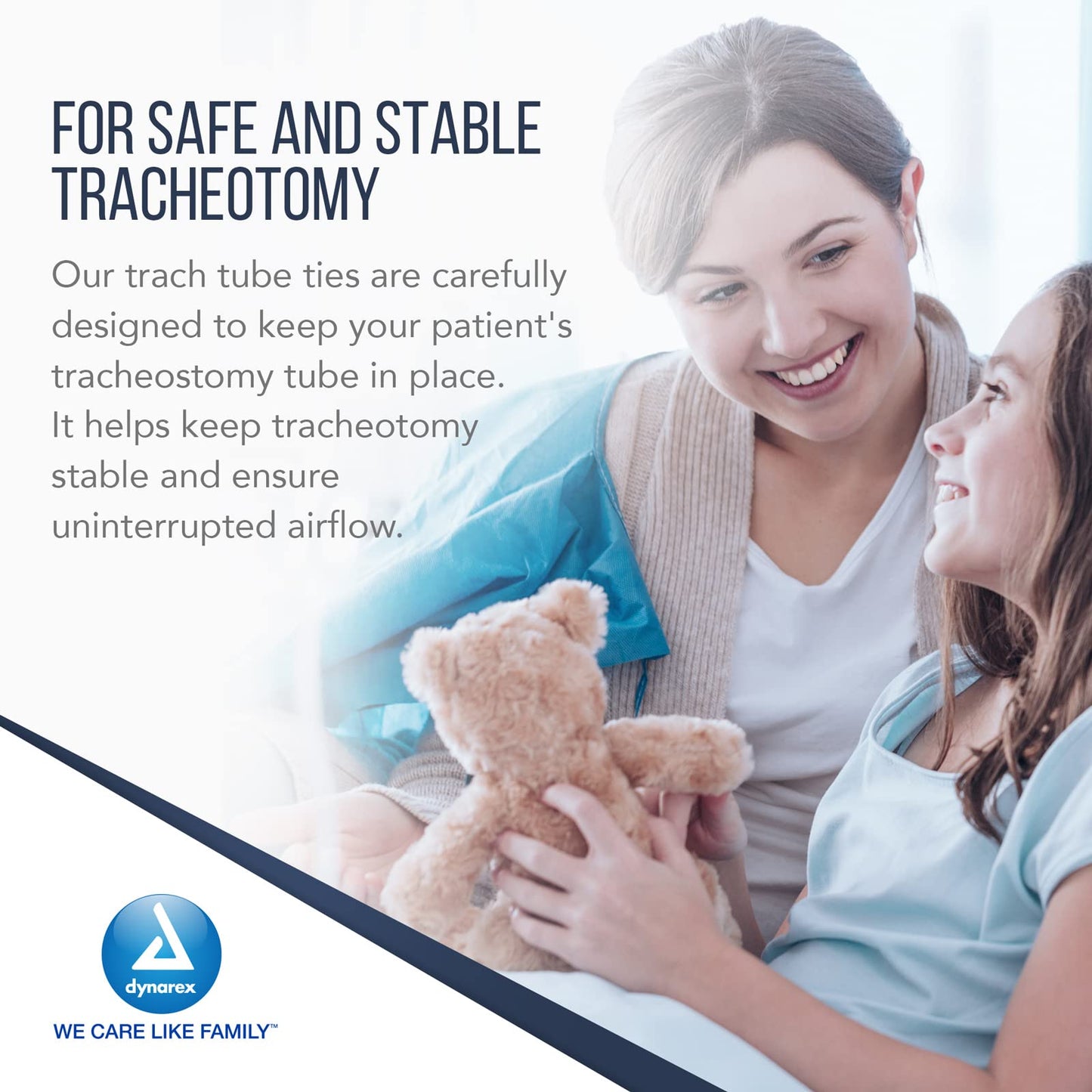 Dynarex Comfort-Foam Tracheostomy Tube Holder - with Soft Foam Tube Padding & Secure Hook & Loop Closure, Supports & Stabilizes Airflow - Tracheostomy Supplies - 2 Piece, Medium, Box of 10