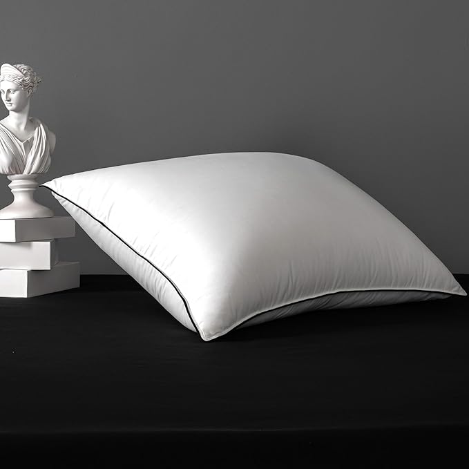 MAXICOZY Hungarian Goose Down Pillow Standard Size, 3-Chamber Bed Pillows Standard Size Pillow, White Hotel Pillows for Sleeping, 460TC Soft Cotton Blend Shell- Standard (20" x 26"), 1 Pack