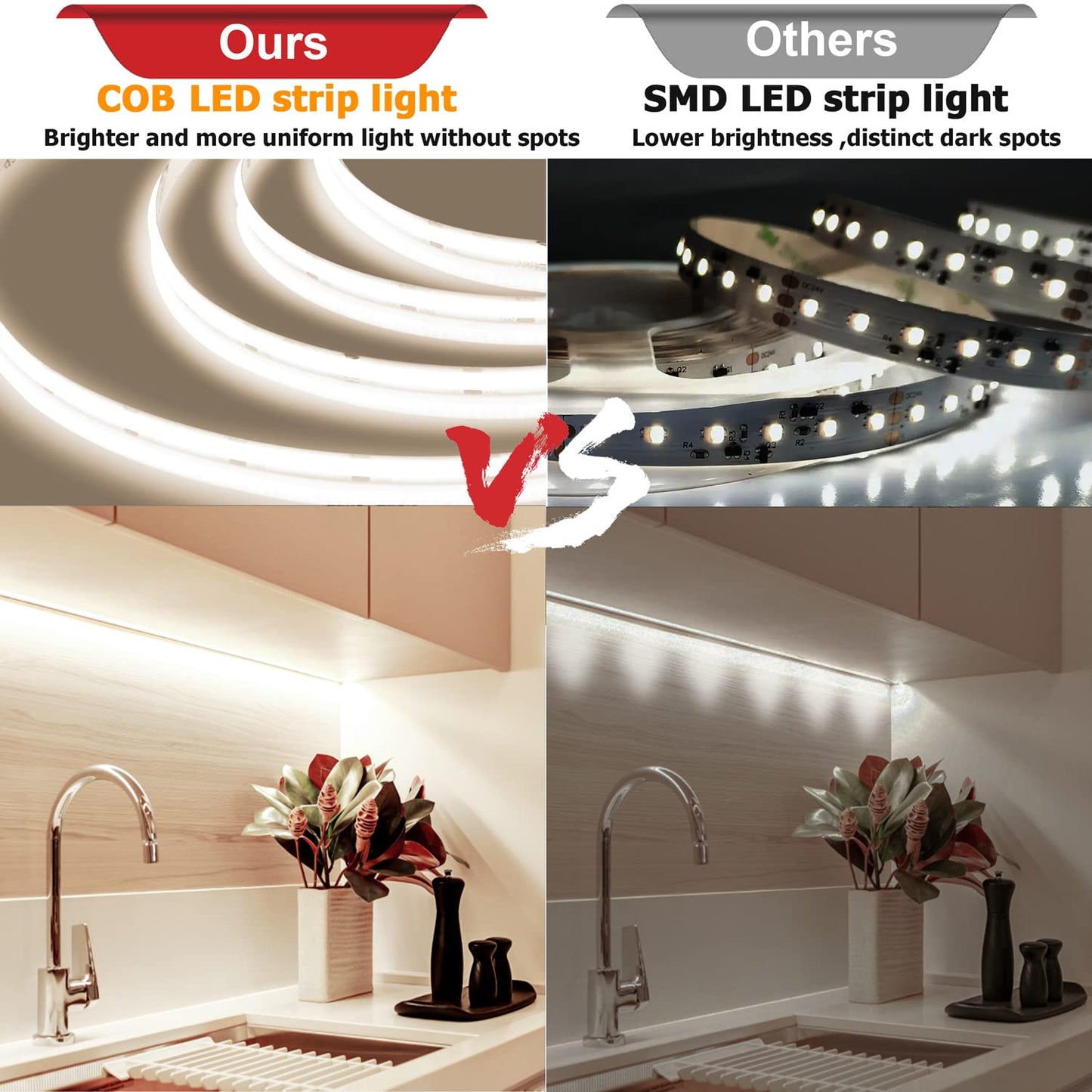 Auziwe Cob Led Strip Light 4000K  24Ft Dimmable Natural White Led Strip Light  Cri92+  Dc24V Tape Light With Rf Remote  Timer Function  Bluetooth App Control For Home Bedroom Kitchen Diy Lighting.