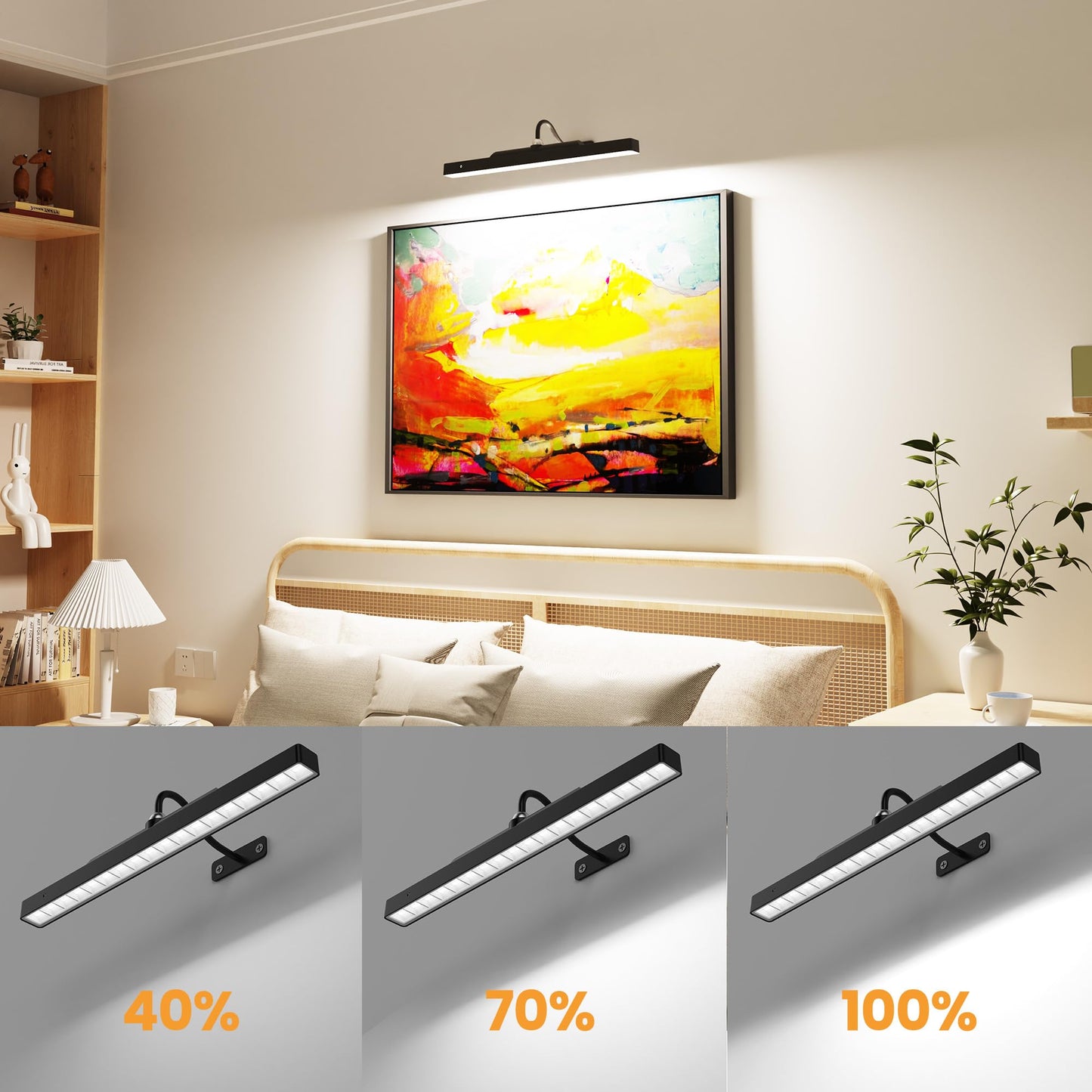 Craftersmark Picture Light, Battery Operated, 16in Remote Control, 2 Pack, Black