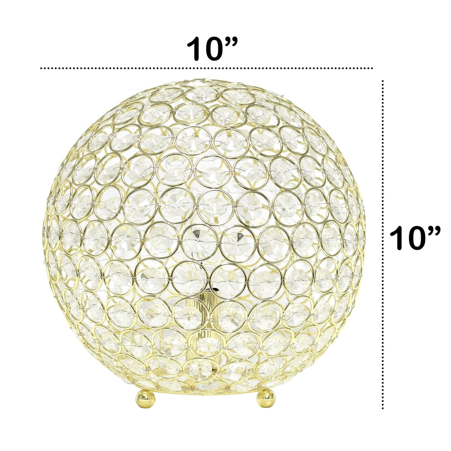 LALIA HOME Elipse Table Lamp, 10in Crystal, Gold, Model LHT-3013, for Living Room, Bedroom, Office, Home Décor