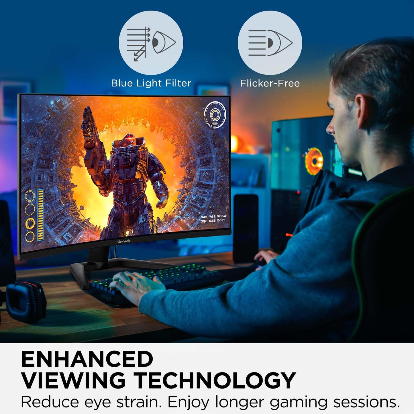 ViewSonic VX3228C-2K 32 Inch 1440p Curved Gaming Monitor with 1ms, 180Hz, FreeSync, Eye Care, HDMI, and DisplayPort Inputs