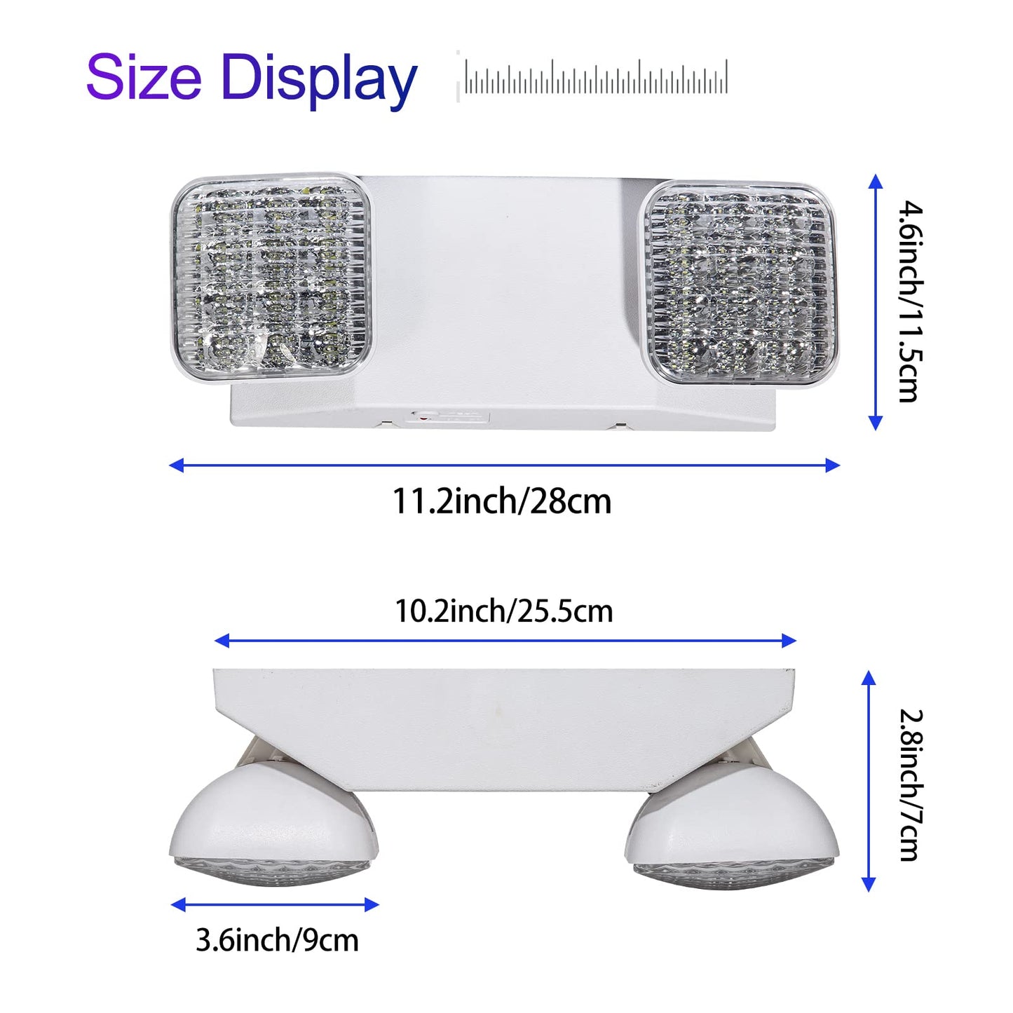 Gzruiyang Led Emergency Lights With Battery Backup  Commercial Emergency Light Fixtures For Business Home Power Failure Emergency Exit Sign Lighting With 1.0 Meter Plug  Adjustable Square Head
