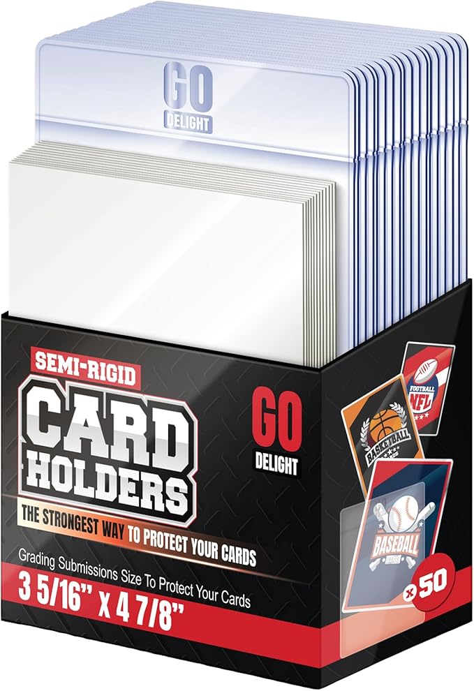 Semi Rigid Card Holders for PSA, SGC, BGS, CSG Grading – 100 Bundle - Baseball Card Sleeves - 50 Card Holders for Trading ...