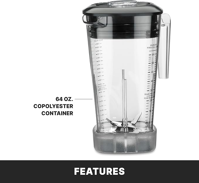 Waring Commercial MX1000XTX 3.5 HP Blender with Paddle Switches, Pulse Feature and a 64 oz. BPA Free Copolyester Container, 120V, 5-15 Phase Plug, Black