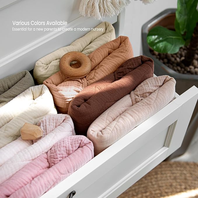 lulumoon Muslin Changing Pad Cover: Baby Cotton Quilted Changing Table Cover - Soft Changing Pad Sheets for Boys Girls