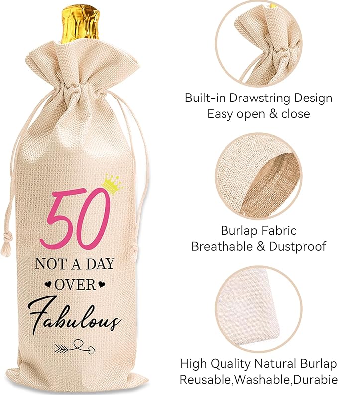 comfit 50th Birthday Gift for Women Men,50 Years Old Birthday Party Decorations,1984 Birthday Wine Bag