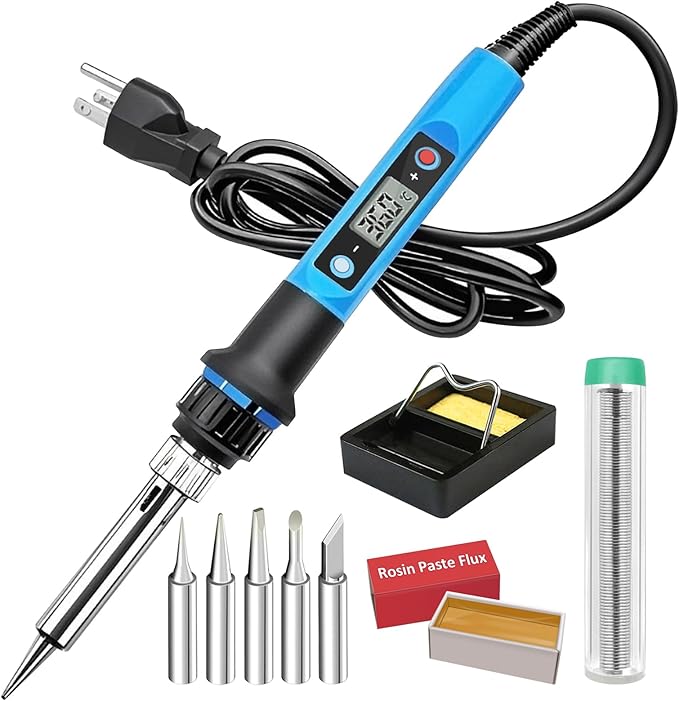 Soldering Iron Kit, 80W 110V Fast Heat up in 10s LCD Digital Adjustable Temperature Soldering Gun Thermostatic Soldering K...