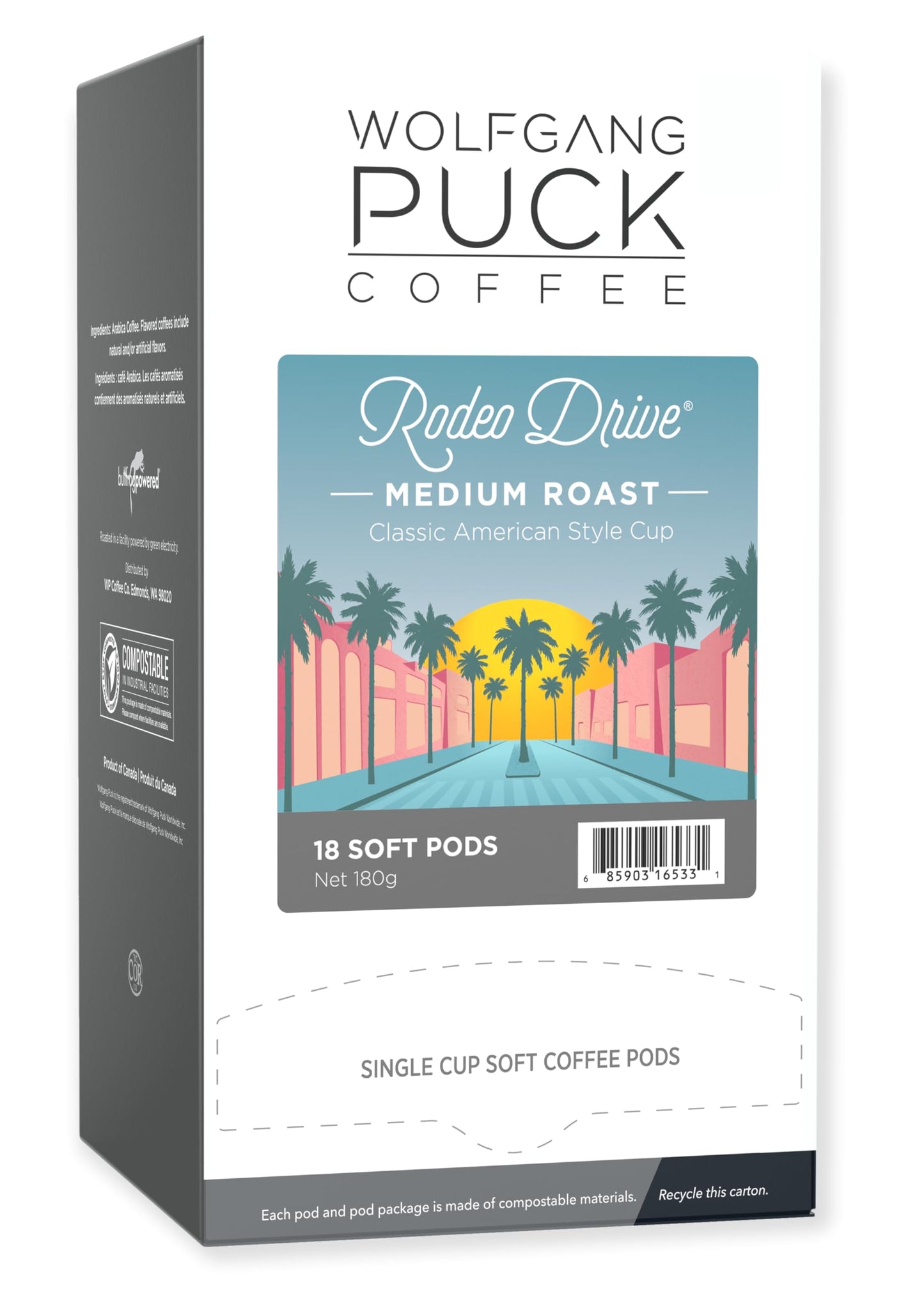 Wolfgang Puck Coffee, Rodeo Drive, 9.5 Gram Soft Pods, 18 Count (Pack of 6)