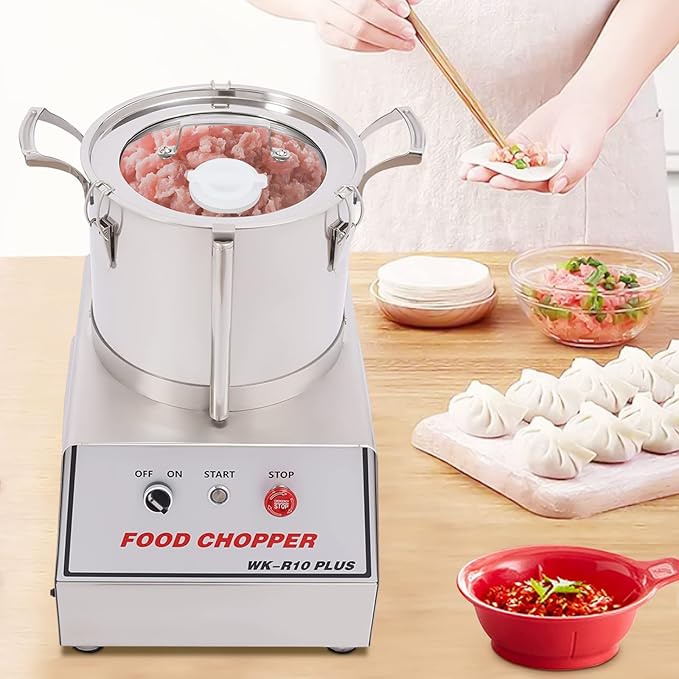 Commercial Food Processor, 1400W Electric Vegetable Chopper Machine 1400 RPM, 10.5Qt Stainless Steel Vegetable Processor Meat Grinder Food Processor Chopper for Veggie,Fruit,Meat