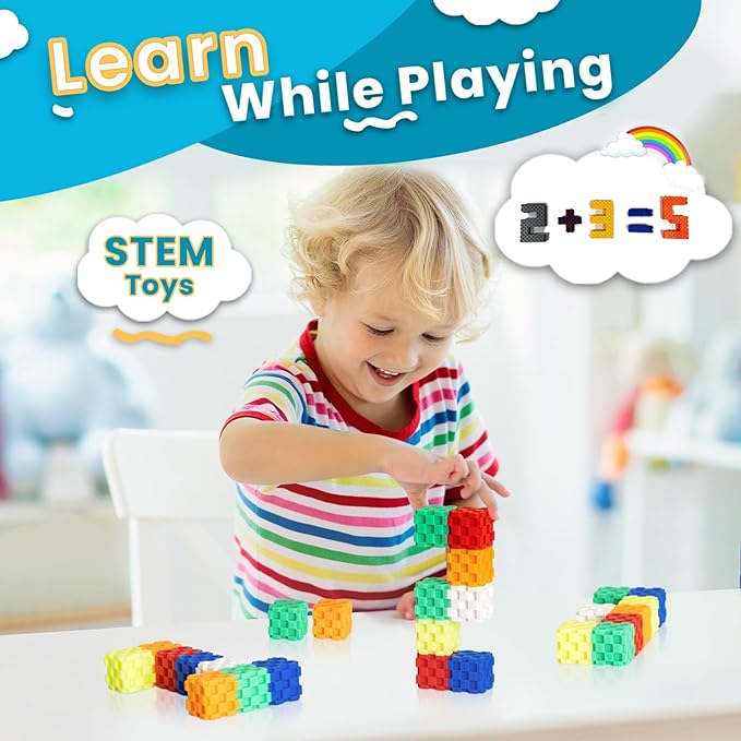 Building Blocks - 48 PCS STEM Educational Building Blocks for Toddlers and Kids Ages 3 to 9+ | Creative & Fun Building Toys for Boys and Girls - Ideal Christmas or Birthday Gift